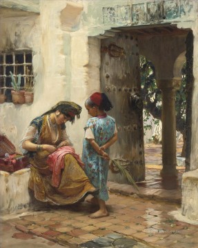 Árabe Painting - LA LECCIÓN DE COSTURA Frederick Arthur Bridgman Árabe